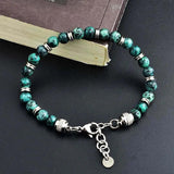 6mm Natural Stone Beads Bracelet with Stainless Steel Chain