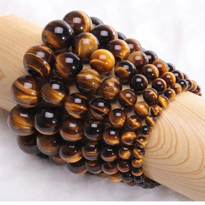 Natural Stone Tiger Eye Bracelet 8mm Unisex Buddha Beaded Meditation Yoga