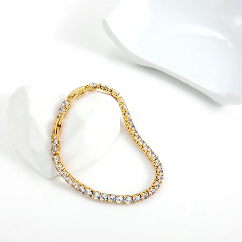 Cubic Zircon Tennis Bracelet Stainless Steel Crystal Chain Women Party Jewelry