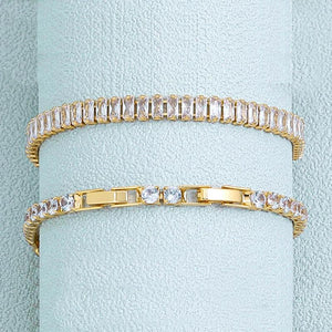 Cubic Zircon Tennis Bracelet Stainless Steel Crystal Chain Women Party Jewelry