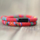 Boho 6mm Farbic Magnetic Bracelet Ethnic 2 Layer Mens Wristband Bracelet