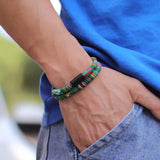 Boho 6mm Farbic Magnetic Bracelet Ethnic 2 Layer Mens Wristband Bracelet