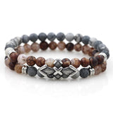 Red Tiger Eye Bead Bracelet with Stainless Steel Cross Charms