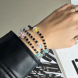 Kpop Ateez San Flower Bead Bracelet for Women 90s Y2k Bangle