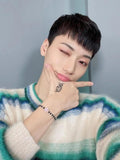 Kpop Ateez San Flower Bead Bracelet for Women 90s Y2k Bangle