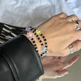 Kpop Ateez San Flower Bead Bracelet for Women 90s Y2k Bangle