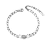 Simulated Pearl Wedding Bracelet Inlaid CZ Crystal Ball B19079