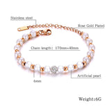 Simulated Pearl Wedding Bracelet Inlaid CZ Crystal Ball B19079
