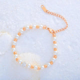 Simulated Pearl Wedding Bracelet Inlaid CZ Crystal Ball B19079