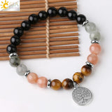 CSJA Tree of Life Charms Bracelet Tiger Eye Labradorite Stress Healing