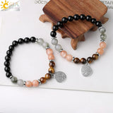 CSJA Tree of Life Charms Bracelet Tiger Eye Labradorite Stress Healing