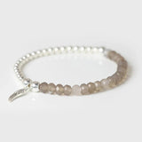 Labradorite Stone Bracelet with Angel Wings Charm
