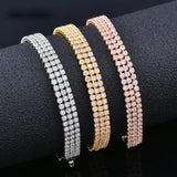 3-Layer CZ Tennis Bracelet Rose Silver Wedding Jewelry