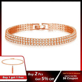 3-Layer CZ Tennis Bracelet Rose Silver Wedding Jewelry