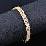 3-Layer CZ Tennis Bracelet Rose Silver Wedding Jewelry