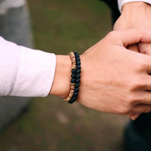 Vintage Coconut Bead Protection Bracelet Set, 2Pcs