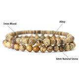 Vintage Coconut Bead Protection Bracelet Set, 2Pcs