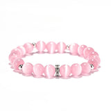 Pink Cat Eyes Stone Bracelet Moonstone Beaded Jewelry