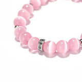 Pink Cat Eyes Stone Bracelet Moonstone Beaded Jewelry