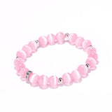 Pink Cat Eyes Stone Bracelet Moonstone Beaded Jewelry