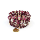 Boho Ethnic Heart Beaded Bracelet Set Crystal Beads Chain Bangle