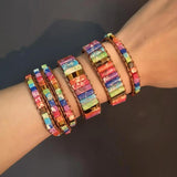 Boho Chakra Bracelet Multicolor Stone Beads Leather Wrap