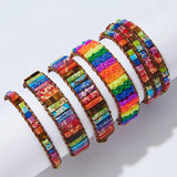 Boho Chakra Bracelet Multicolor Stone Beads Leather Wrap