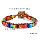 Boho Chakra Bracelet Multicolor Stone Beads Leather Wrap