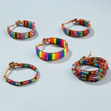 Boho Chakra Bracelet Multicolor Stone Beads Leather Wrap