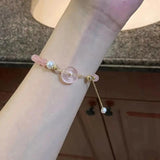 Ruifan 6mm Pink Crystal Pearls Strand Bracelet YBR856