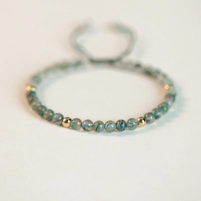 Green Crystal Bracelet Women Hand Woven Jewelry Gift