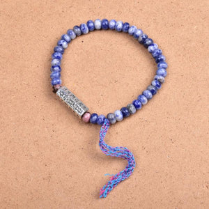 Tibetan Buddhist OM Charm Bracelet - Gem Stone Beads - Women Lucky Jewelry