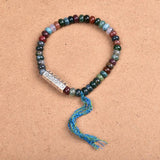 Tibetan Buddhist OM Charm Bracelet - Gem Stone Beads - Women Lucky Jewelry