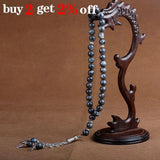 8mm Natural Stone Agates Tassel Pendant Islamic Muslim Tasbih 33 Prayer Beads