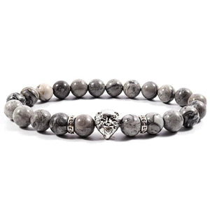 Men's Lion Bracelet 8mm Stone Beaded Jewelry Gift