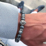 Men's Lion Bracelet 8mm Stone Beaded Jewelry Gift