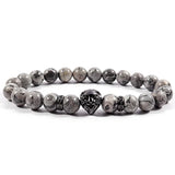 Men's Lion Bracelet 8mm Stone Beaded Jewelry Gift