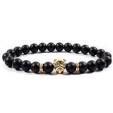 Men's Lion Bracelet 8mm Stone Beaded Jewelry Gift