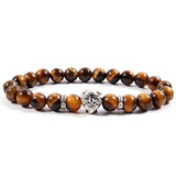 Men's Lion Bracelet 8mm Stone Beaded Jewelry Gift