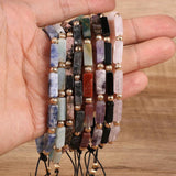 5A Natural Stone Amethyst Agate Bead Bracelet Adjustable Gemstone Wristband