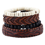 4Pcs/Set Braided Leather Bracelets Ethnic Tribal Wristbands