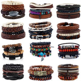 4Pcs/Set Braided Leather Bracelets Ethnic Tribal Wristbands