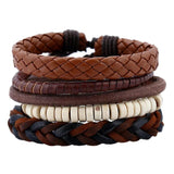 4Pcs/Set Braided Leather Bracelets Ethnic Tribal Wristbands