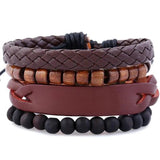 4Pcs/Set Braided Leather Bracelets Ethnic Tribal Wristbands