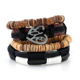 4Pcs/Set Braided Leather Bracelets Ethnic Tribal Wristbands