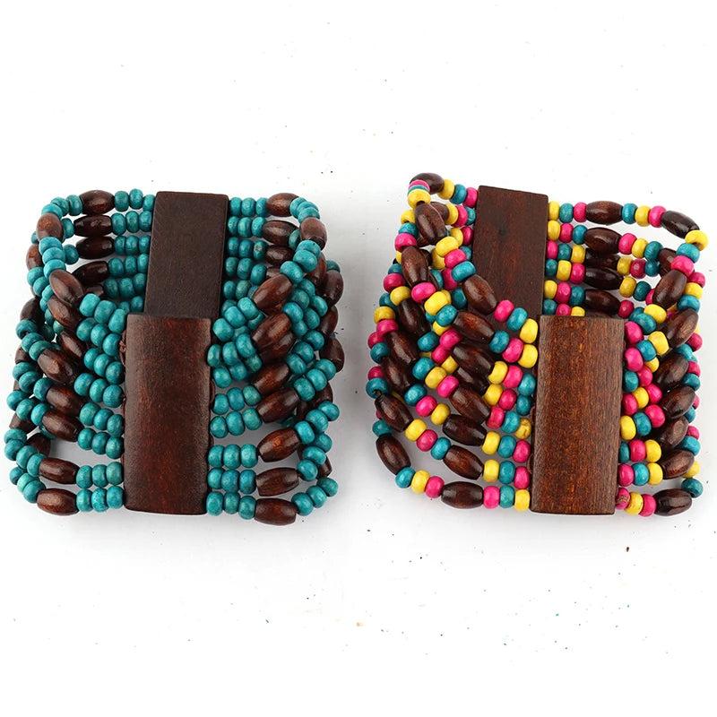 Layered African Beaded Bracelets for Women