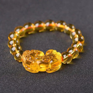 Natural Stone Crystal Bead Bracelet Pixiu Beaded Yellow Bracelet