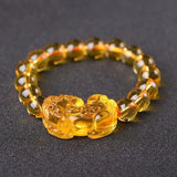 Natural Stone Crystal Bead Bracelet Pixiu Beaded Yellow Bracelet