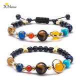 Eight Planet Solar System Bracelet Natural Stone Bangle for Women