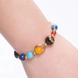 Eight Planet Solar System Bracelet Natural Stone Bangle for Women